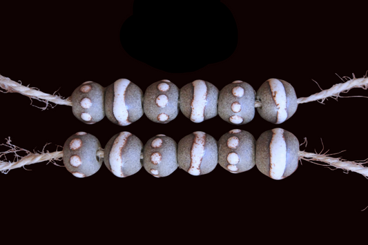 SET of 6 rustic earthy stoneware BEADS