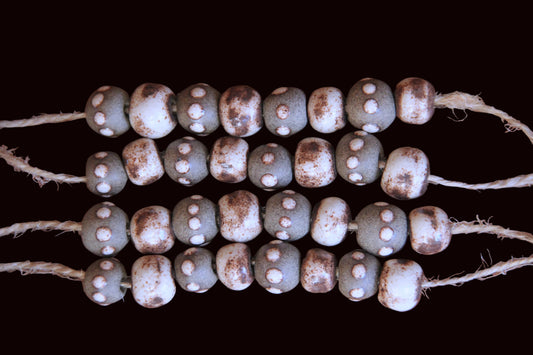 SET of 8 rustic earthy stoneware BEADS