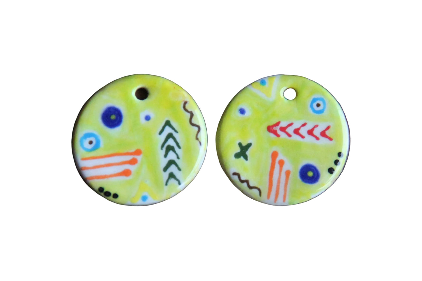 Ceramic  earring dangles with ABSTRACT design