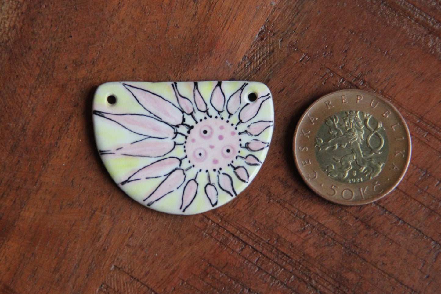 FLOWER abstract... ceramic FOCAL PENDANT