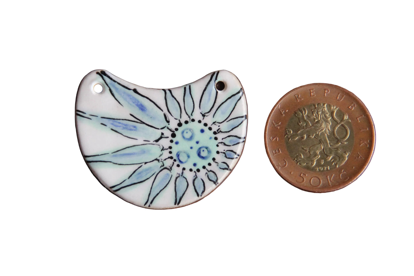FLOWER abstract... ceramic FOCAL PENDANT
