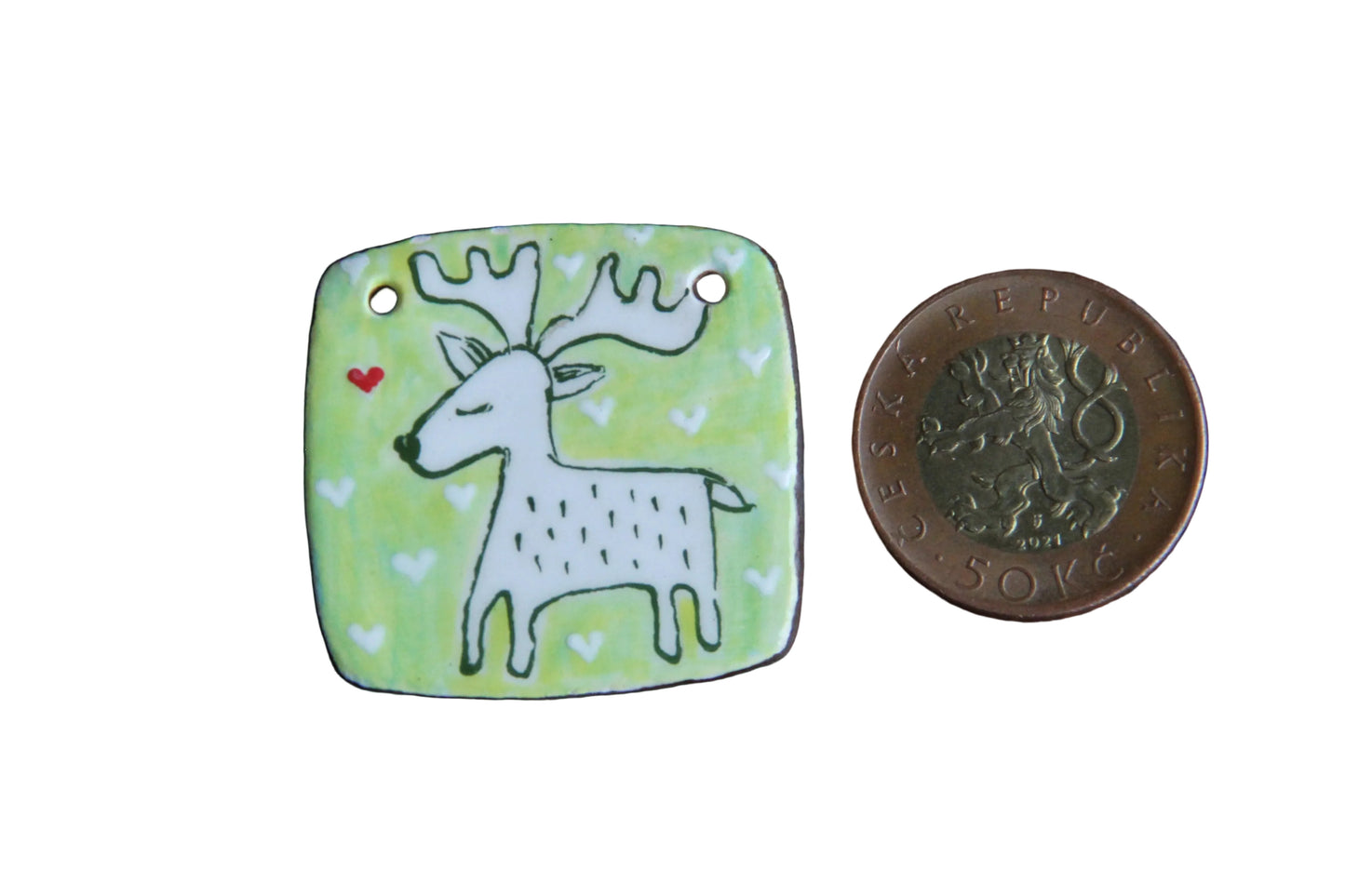 DEER LOVE... ceramic FOCAL PENDANT