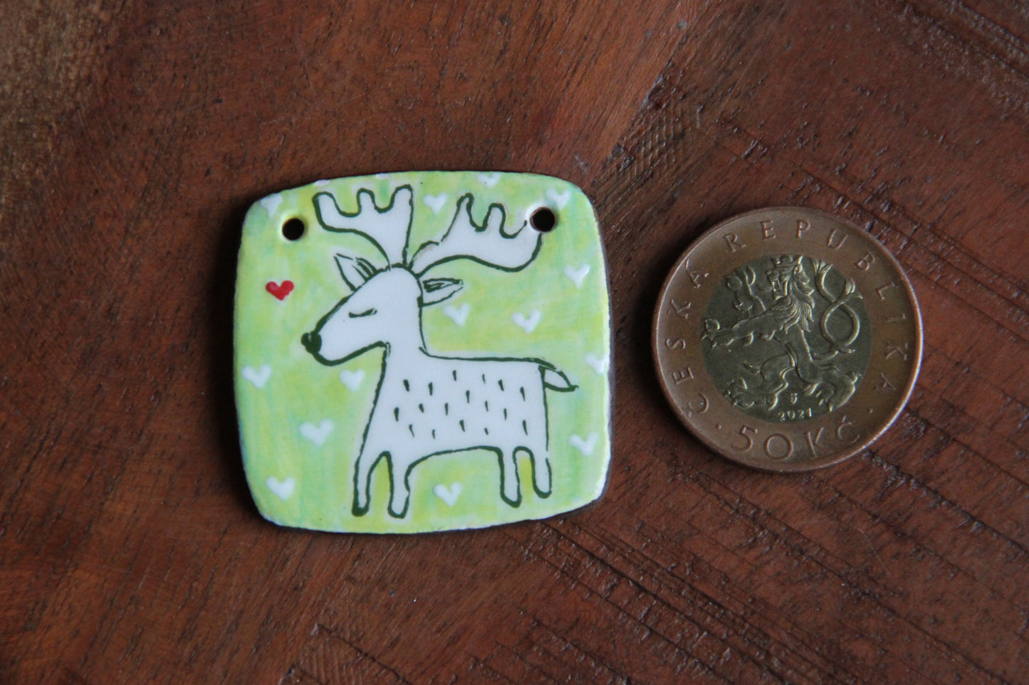 DEER LOVE... ceramic FOCAL PENDANT
