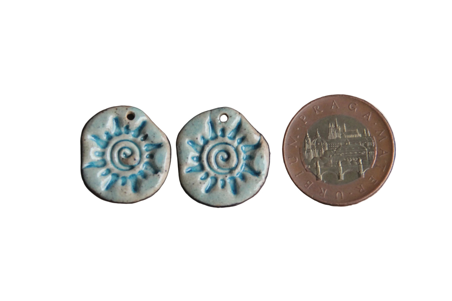 Blue Sun odd shaped earrings... rustic pair