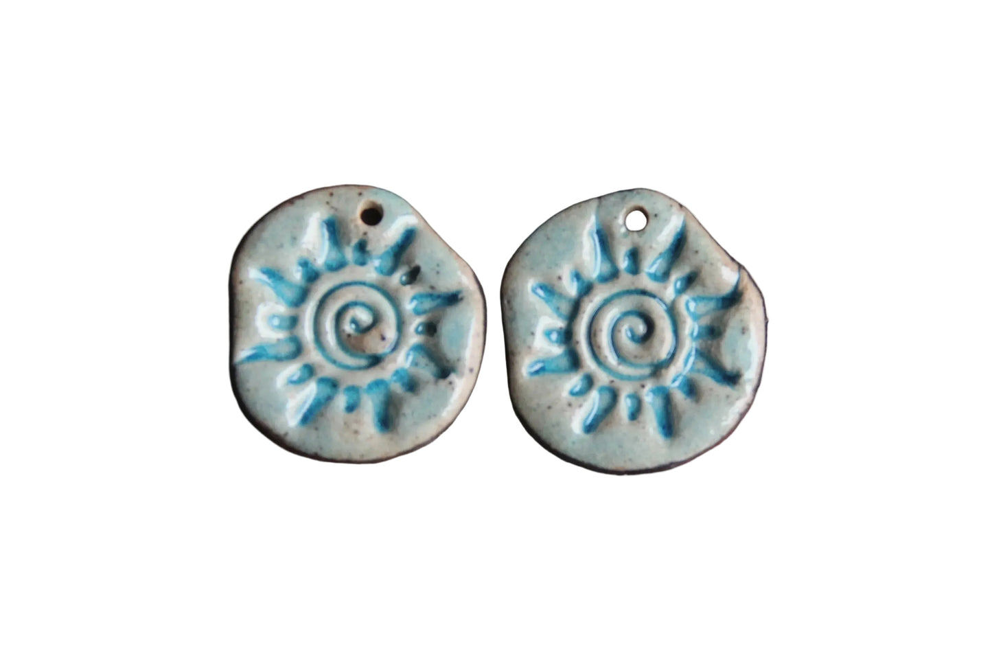 Blue Sun odd shaped earrings... rustic pair