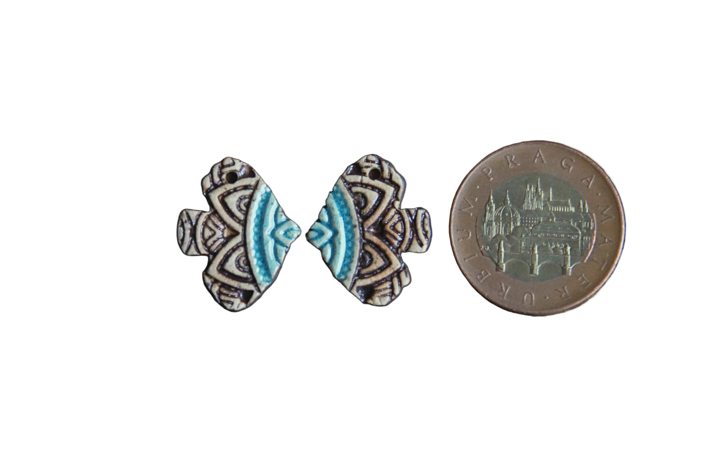 BIRDS... Rustic pair - ceramic earring dangles