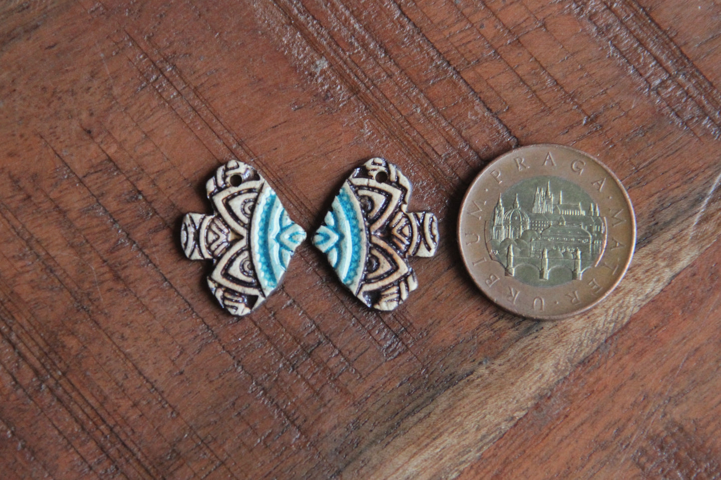 BIRDS... Rustic pair - ceramic earring dangles