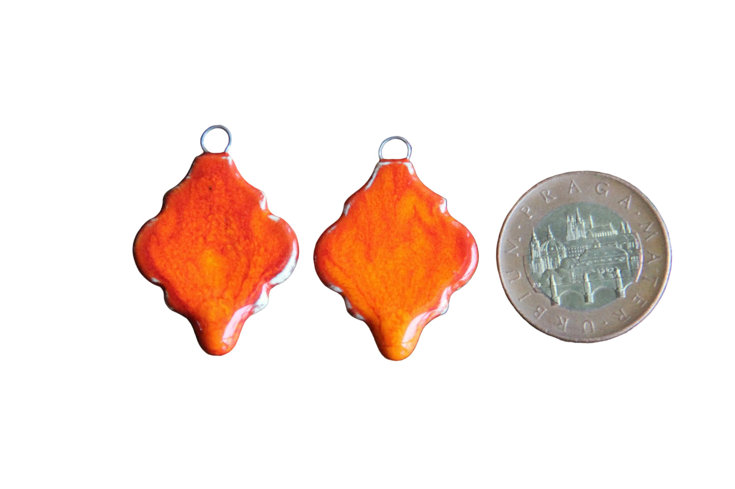Flaming orange... a pair of ceramic earring dangles