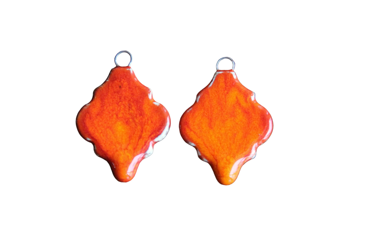 Flaming orange... a pair of ceramic earring dangles