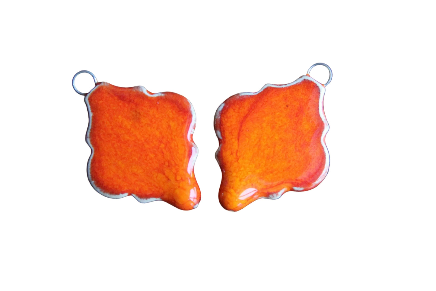 Flaming orange... a pair of ceramic earring dangles