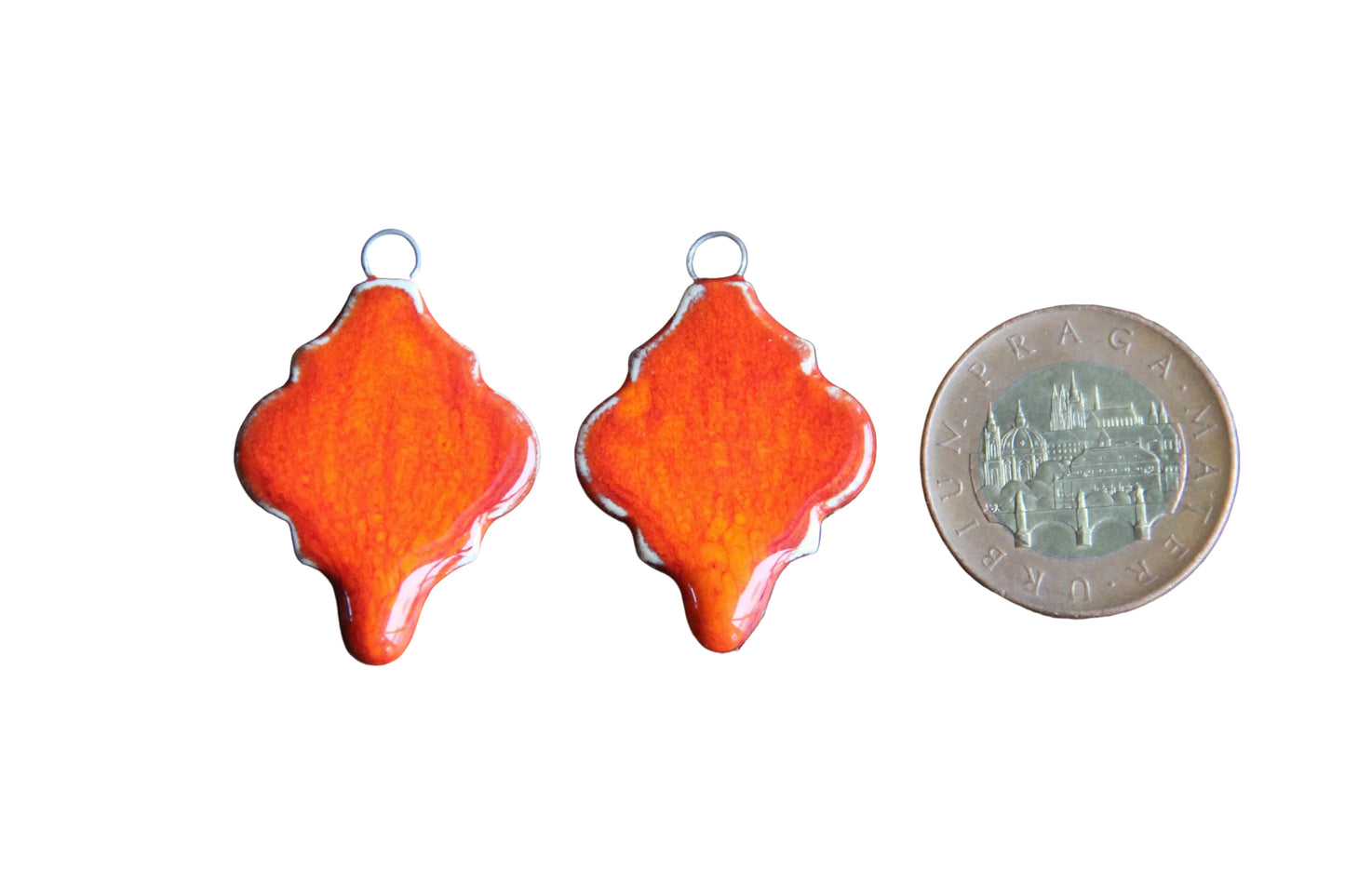 Flaming orange... a pair of ceramic earring dangles