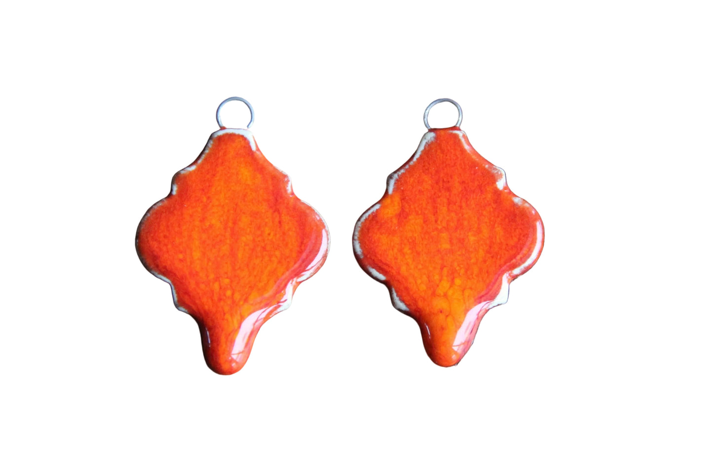 Flaming orange... a pair of ceramic earring dangles