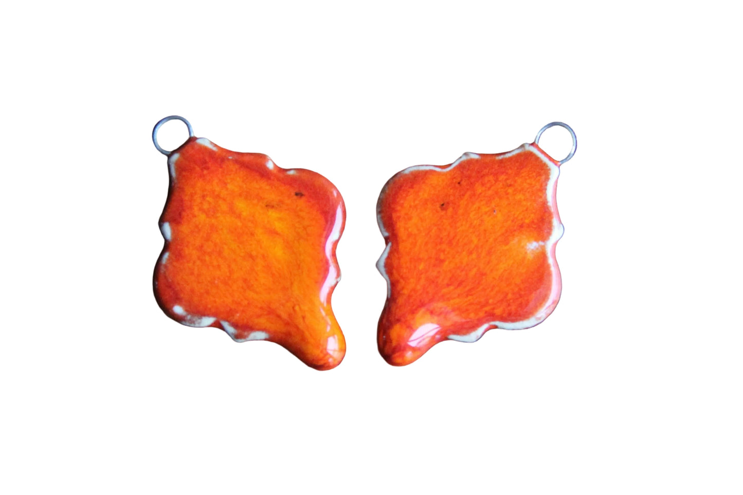 Flaming orange... a pair of ceramic earring dangles