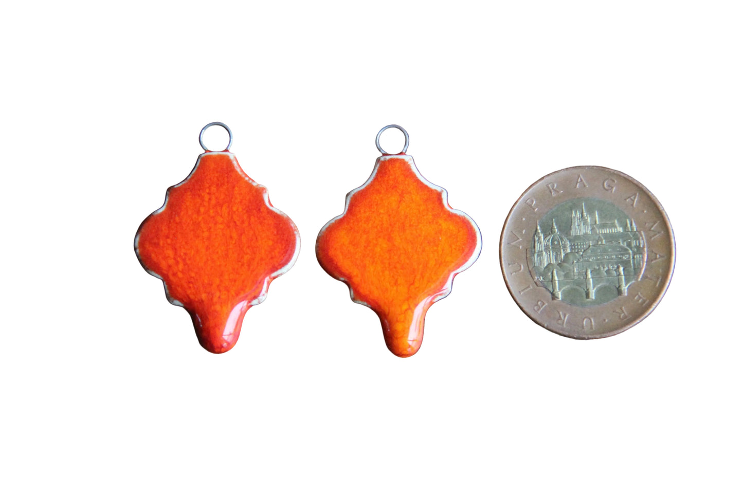 Flaming orange... a pair of ceramic earring dangles
