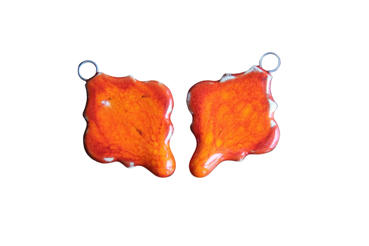 Flaming orange... a pair of ceramic earring dangles