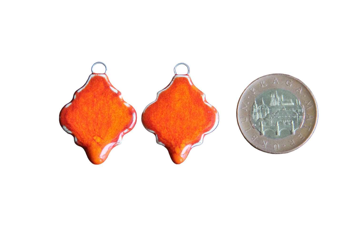 Flaming orange... a pair of ceramic earring dangles