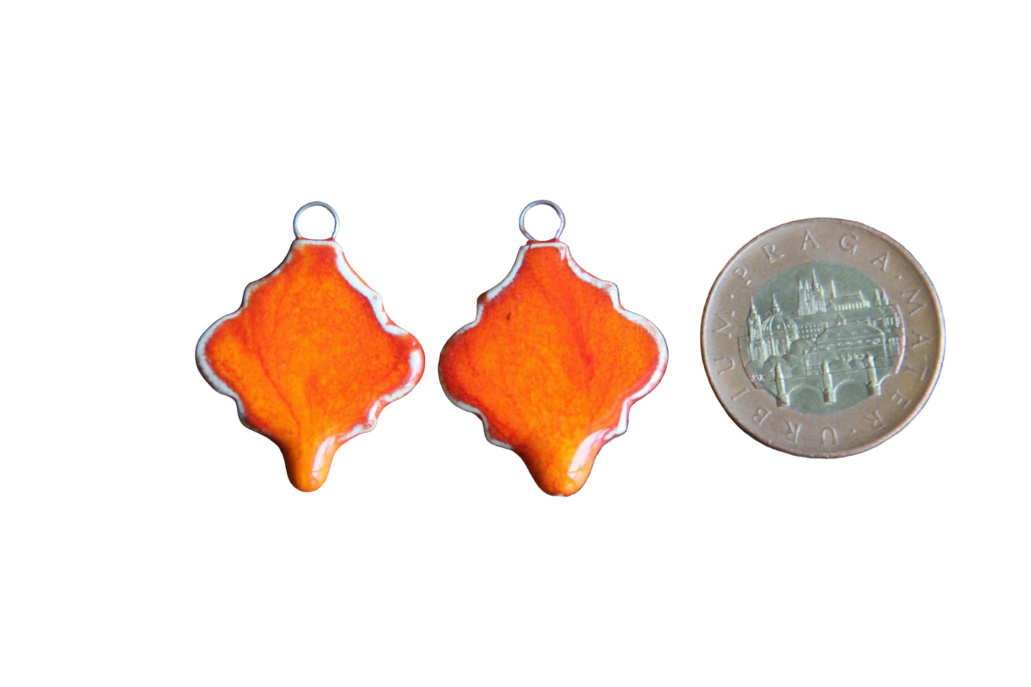 Flaming orange... a pair of ceramic earring dangles