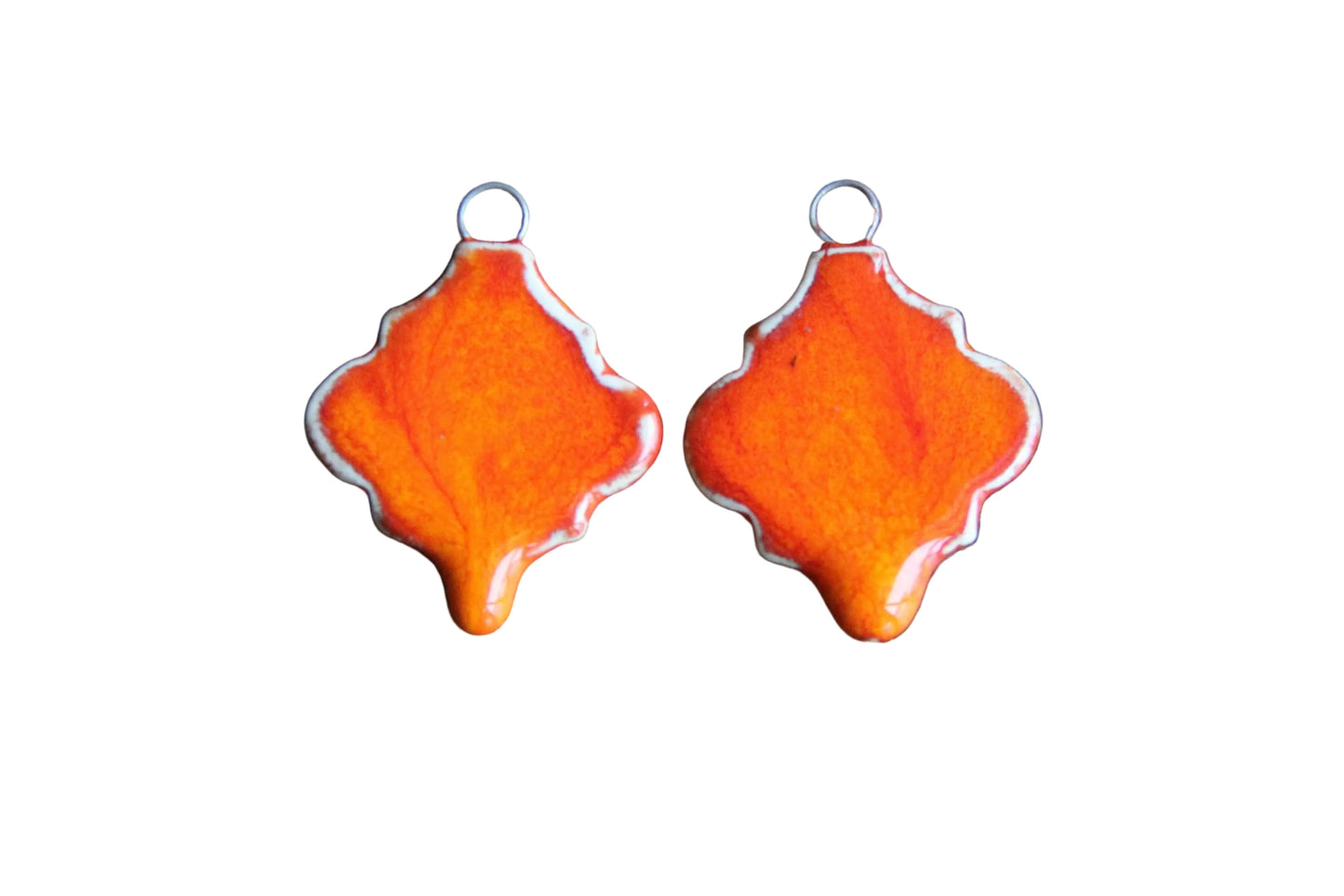 Flaming orange... a pair of ceramic earring dangles