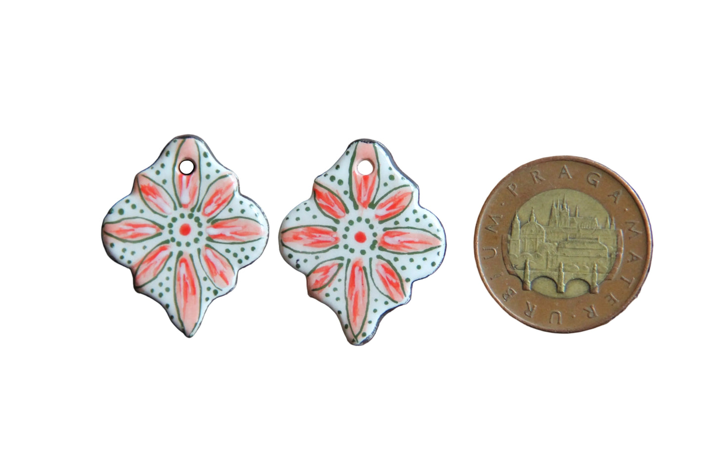 A pair of floral ceramic dangles