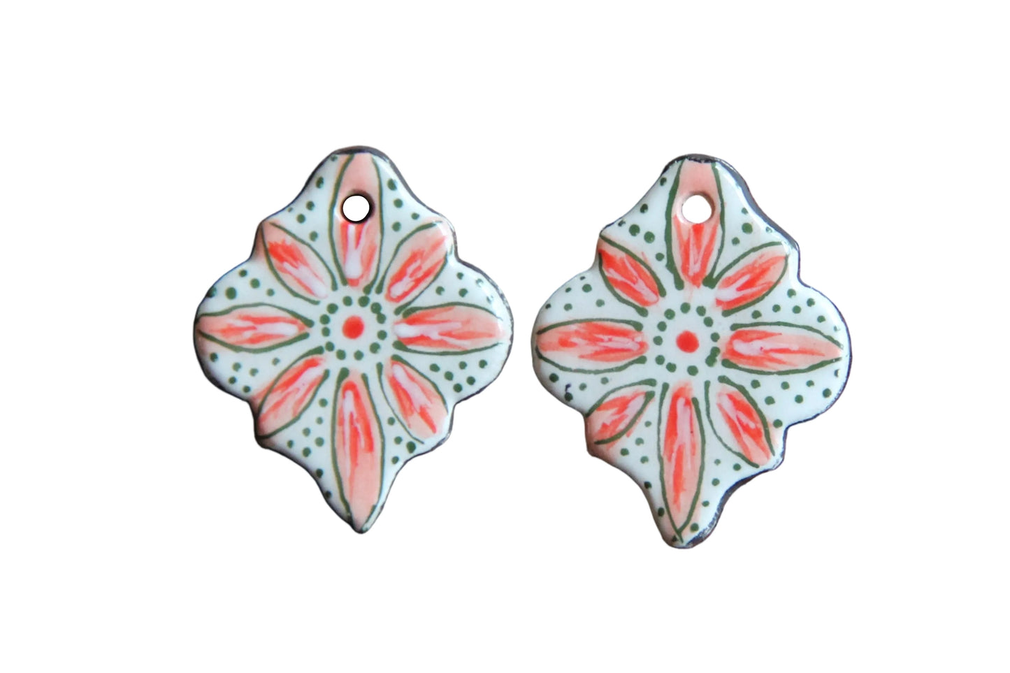 A pair of floral ceramic dangles