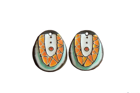 Earring Pair, handmade ceramic beads