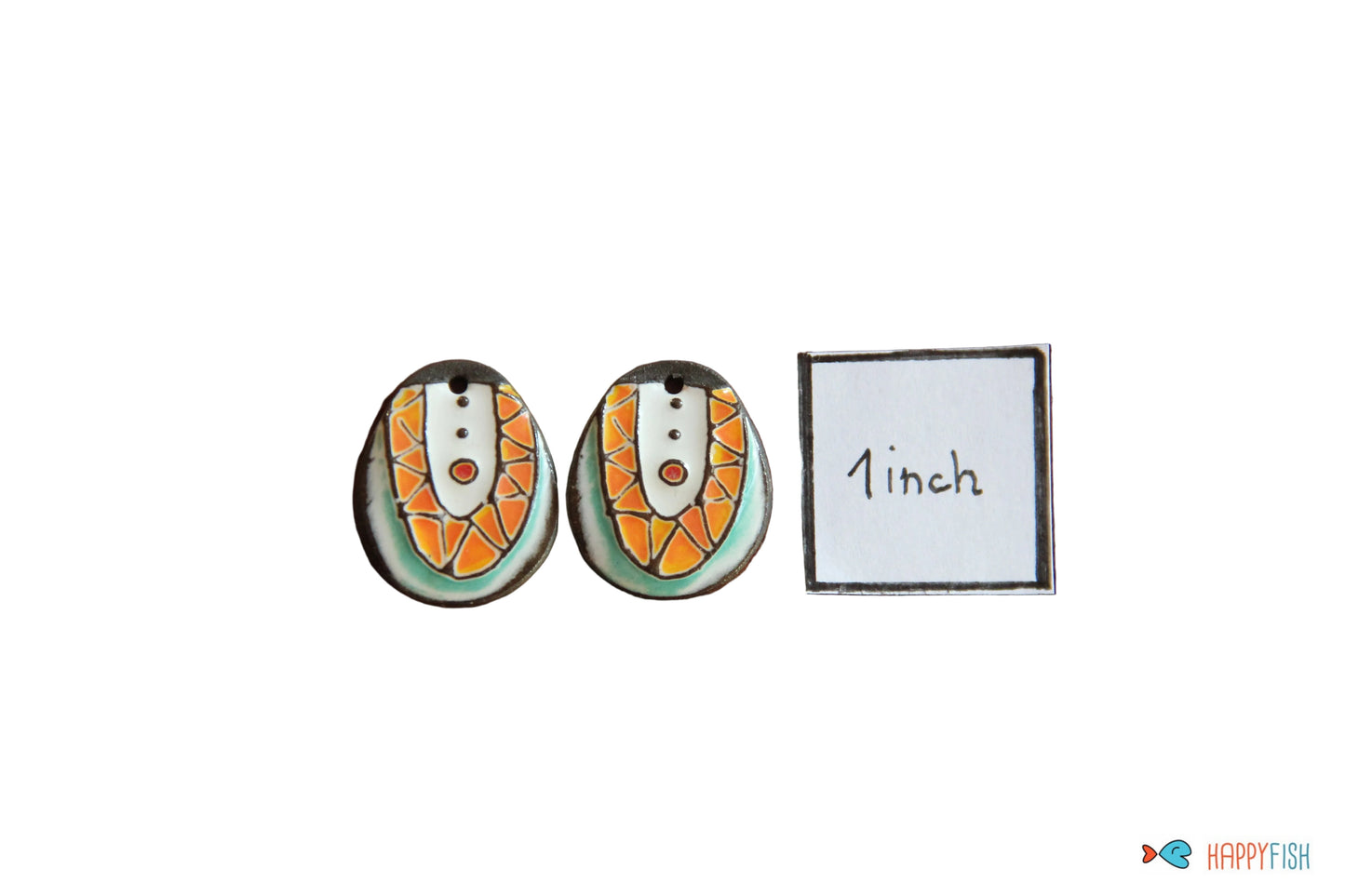 Earring Pair, handmade ceramic beads