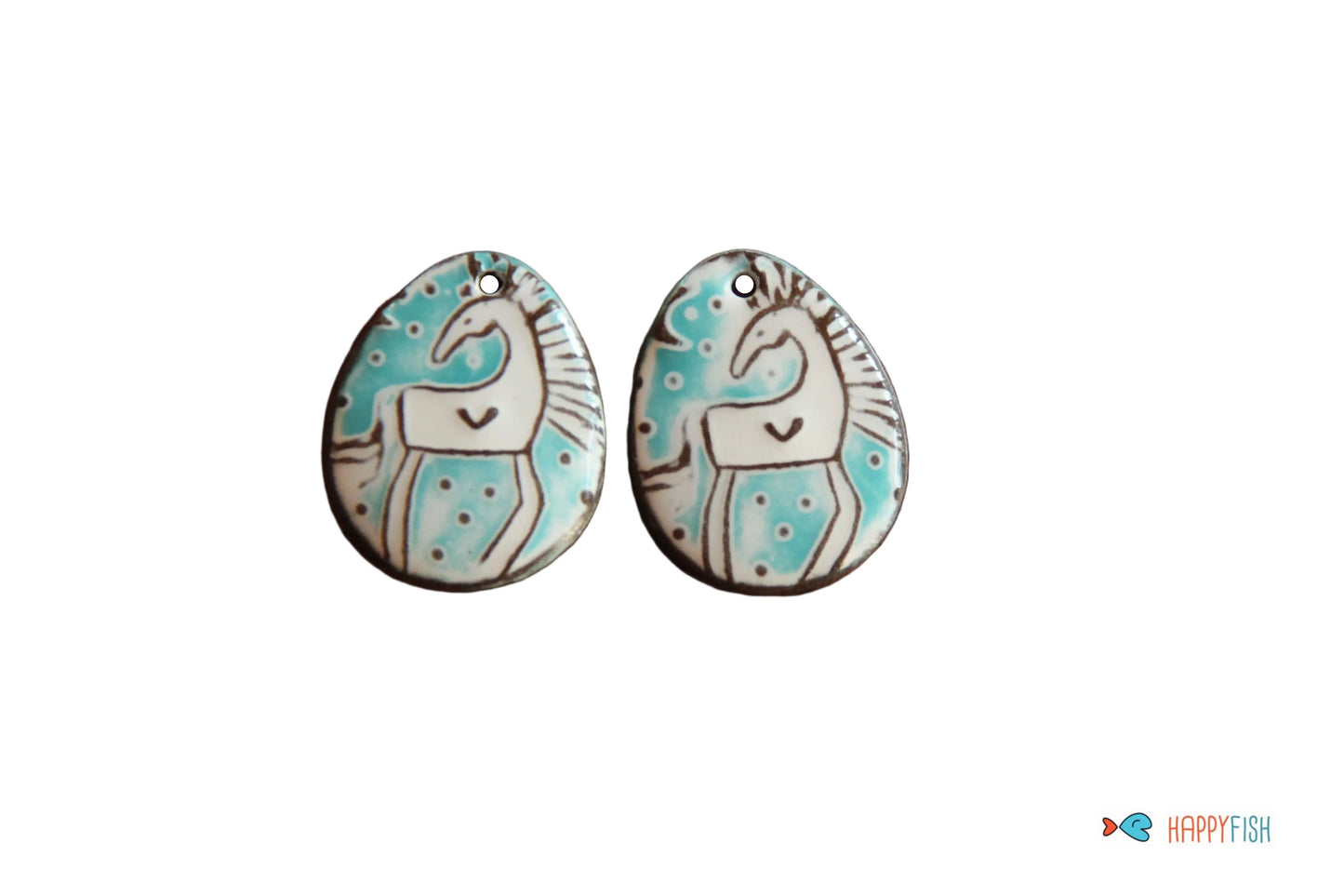 Horses - a pair of ceramic earring dangles