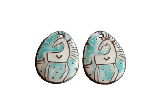 Horses - a pair of ceramic earring dangles