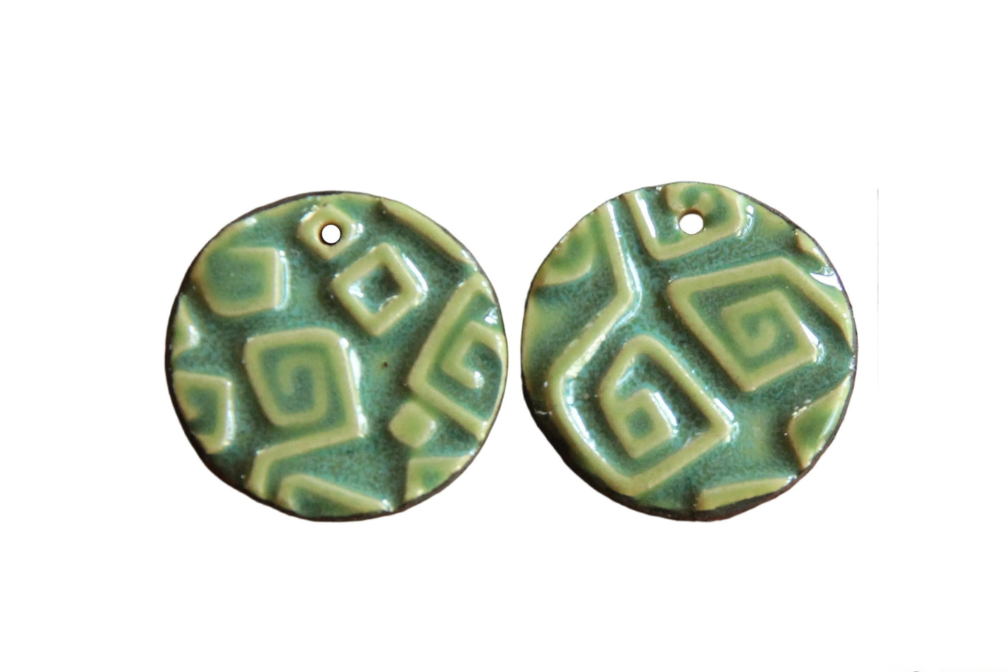 Green ceramic earring beads