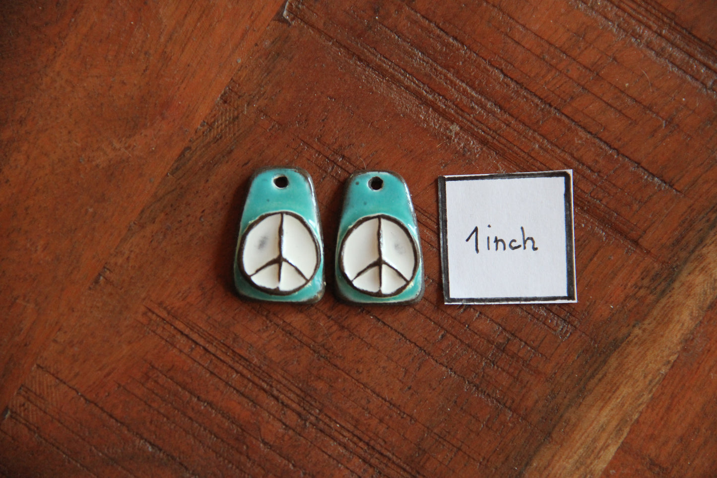 PEACE ceramic earring dangles