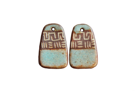 Flat rustic ceramic earring dangles
