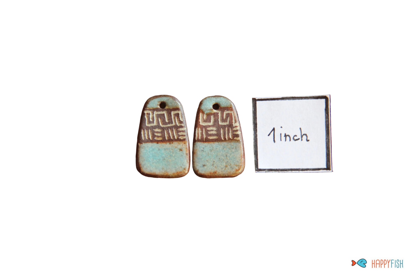 Flat rustic ceramic earring dangles