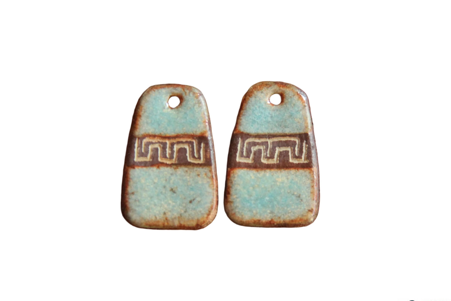 Flat rustic ceramic earring dangles