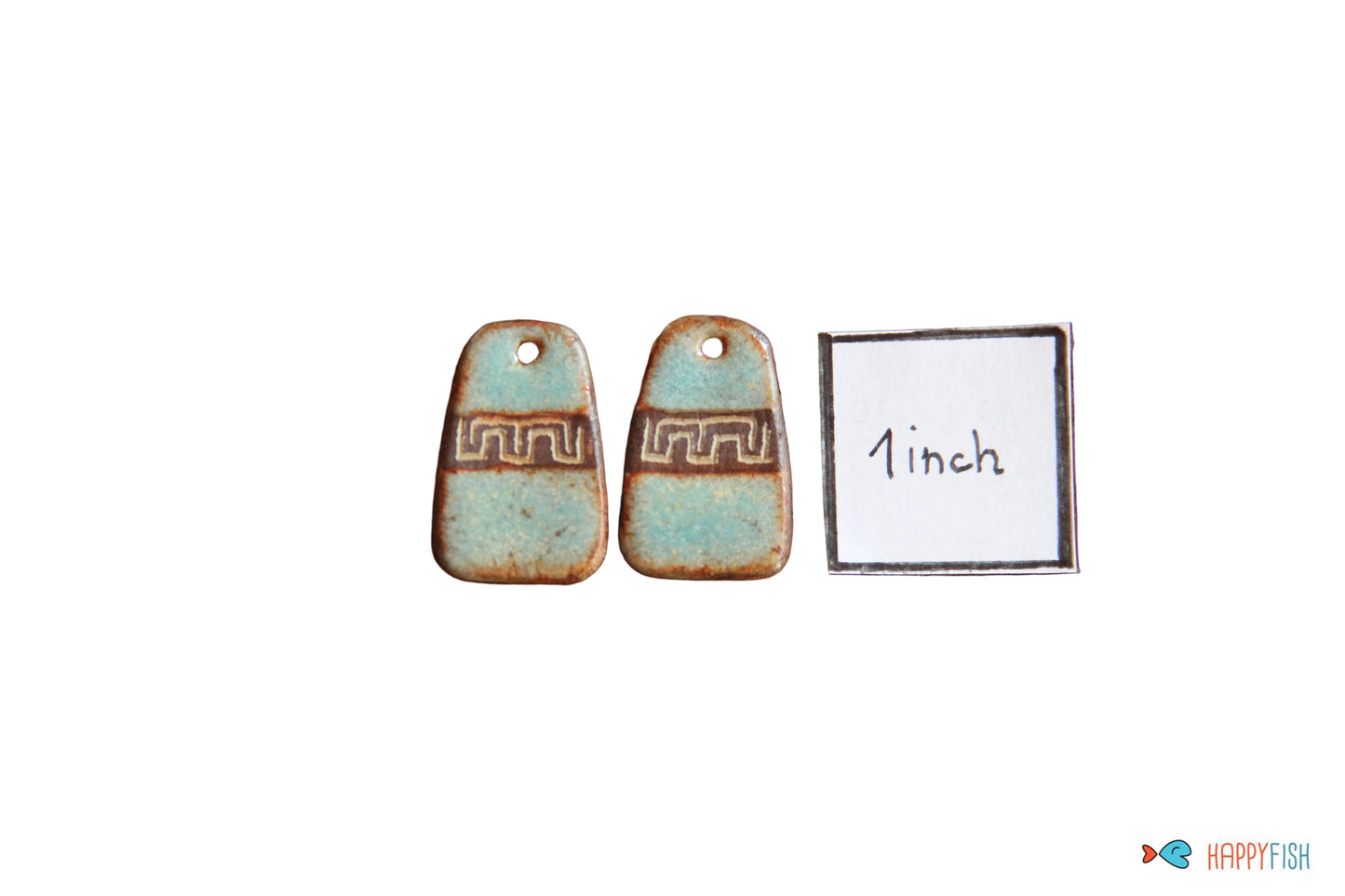 Flat rustic ceramic earring dangles