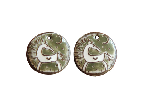 Horses - a pair of ceramic earring dangles