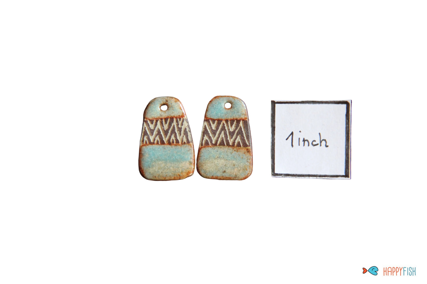 Flat rustic ceramic earring dangles