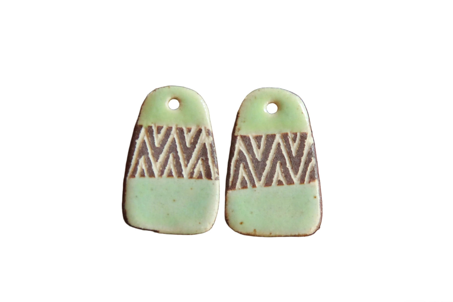 Flat rustic ceramic earring dangles