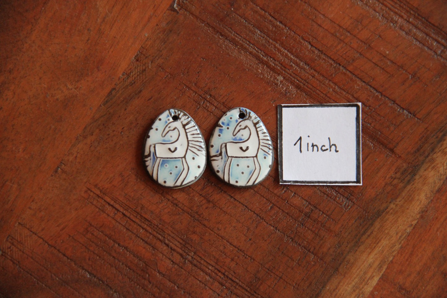 Horses - a pair of ceramic earring dangles