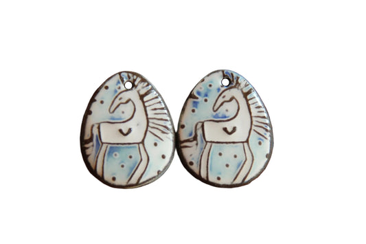 Horses - a pair of ceramic earring dangles