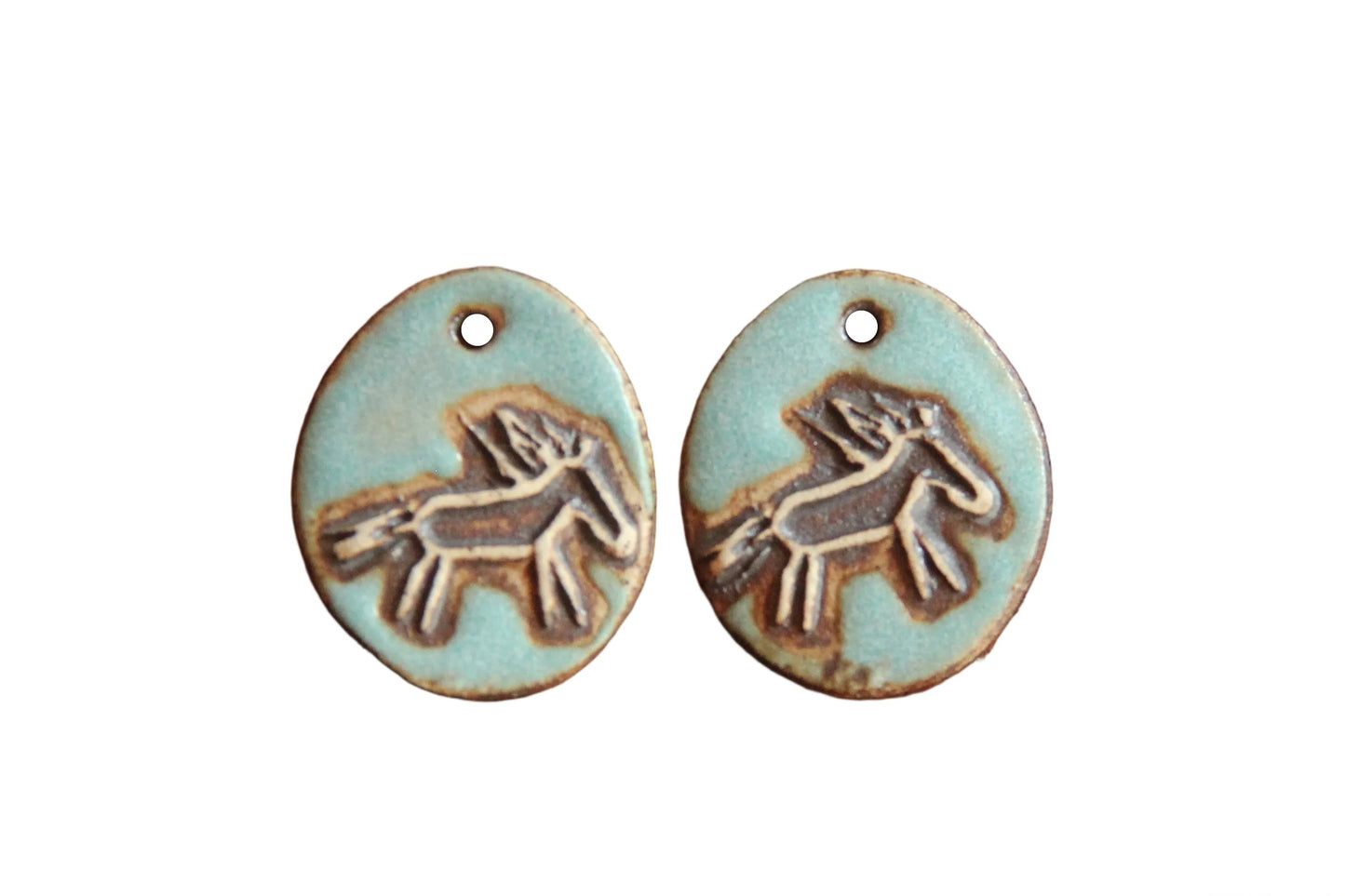 Horses... rustic ceramic earring dangles