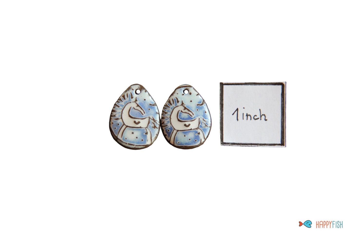 White horses - a pair of ceramic earring dangles