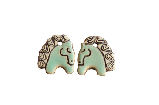 Horses Light Green Earring Pair