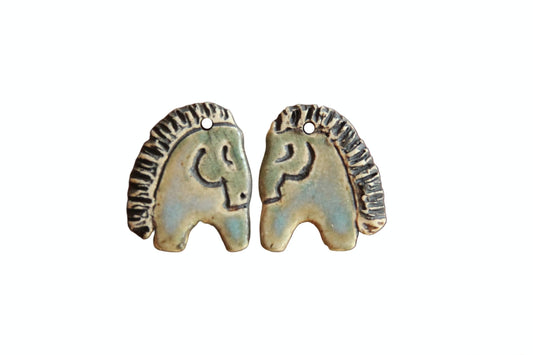 Horses Rustic Stoneware Earring Pair