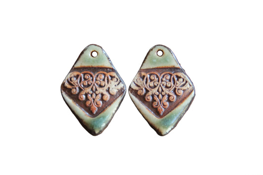 Ceramic earring dangles in rustic style