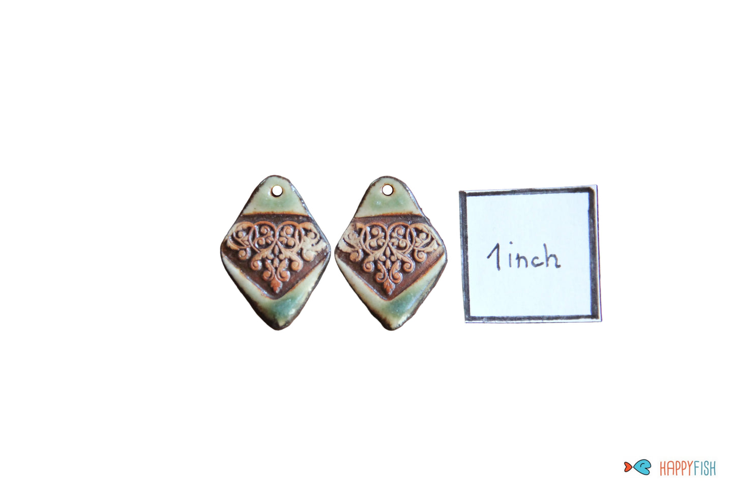 Ceramic earring dangles in rustic style