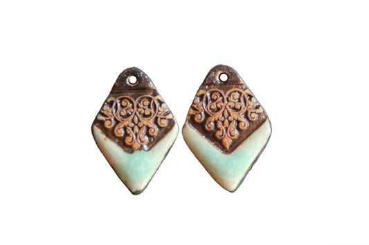 Ceramic earring dangles in rustic style