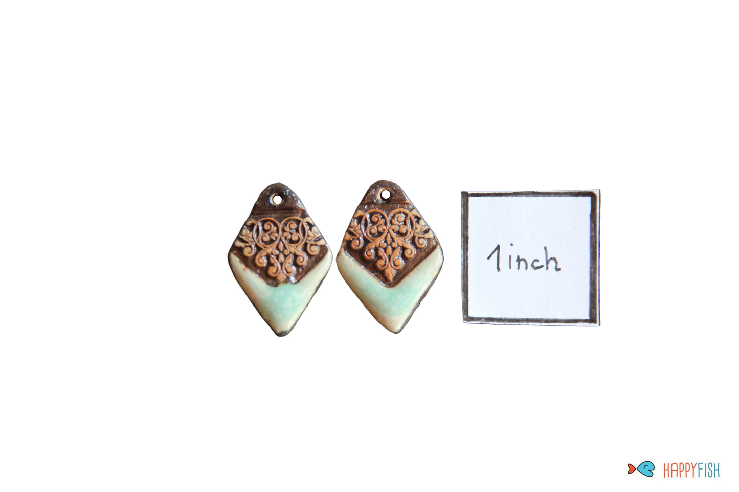Ceramic earring dangles in rustic style