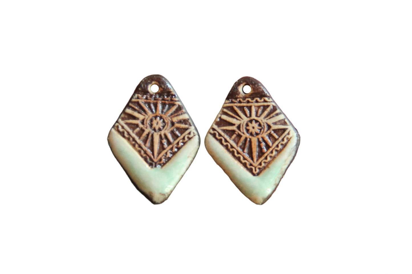 Ceramic earring dangles in rustic style