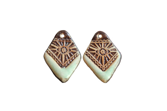 Ceramic earring dangles in rustic style