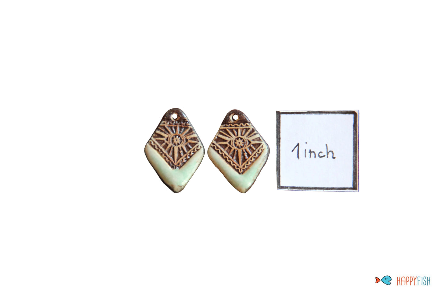 Ceramic earring dangles in rustic style